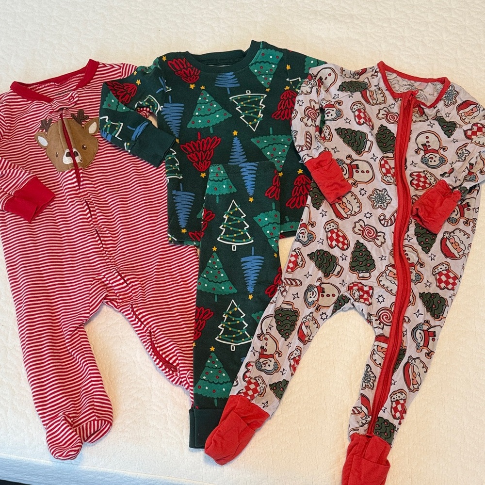 Festive Kids Pajamas - Red, Green